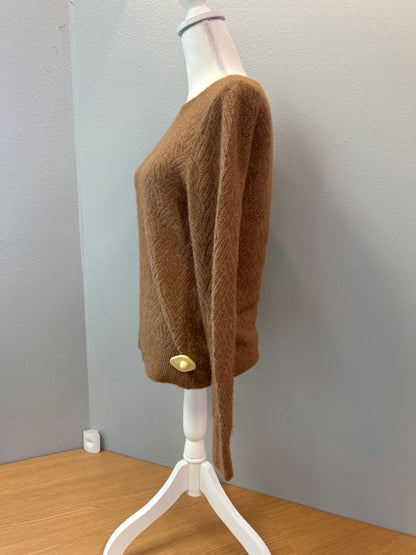Caroll Paris S Brown Open knit U-neck