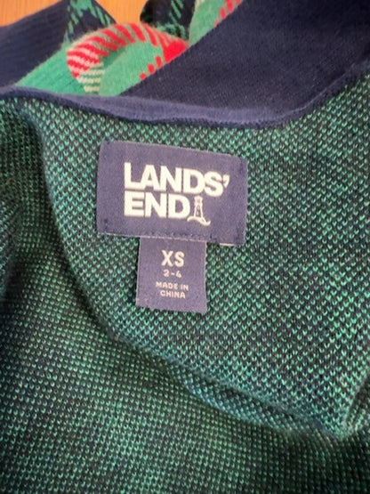Lands End XS Blue/Green/Red Plaid open front