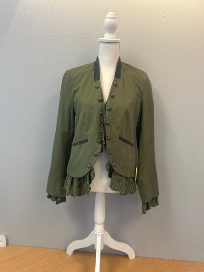 Sundance XS Green collarless blazer w/ ruffles/silver hardware NWT
