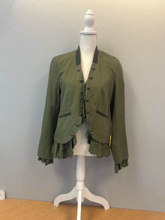 Sundance XS Green collarless blazer w/ ruffles/silver hardware NWT