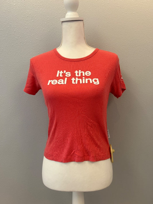 The Laundry Room M Red Ribbed SS ucut w/ coca cola graphic