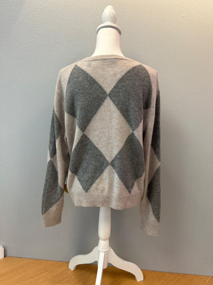 ATM S Grey CASHMERE Argyle Crewneck