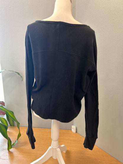 We The Free M Black textured LS wide neck to