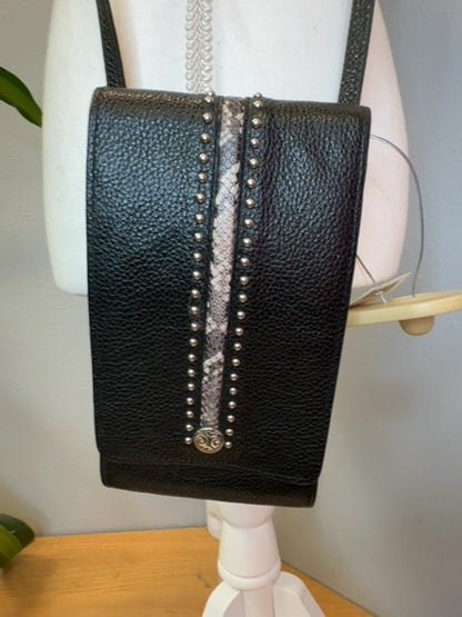 Brighton  Black SMALL phone crossbody w/ snakeskin detailing