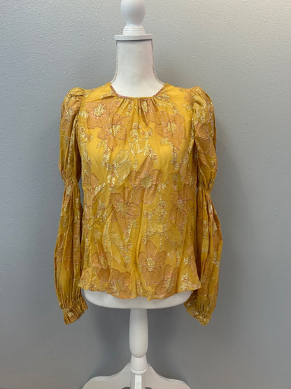 Ulla Johnson S Yellow sparkly floral puff sleeve silk blend