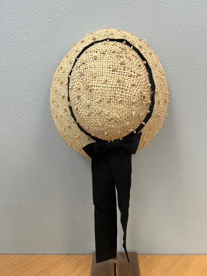 Celina Kane  Tan Straw hat w/black Ribbon