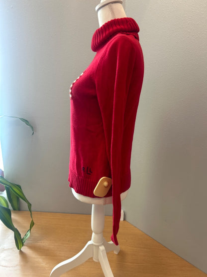 Lauren Ralph Lauren S Red knit turtleneck USA flag sweater