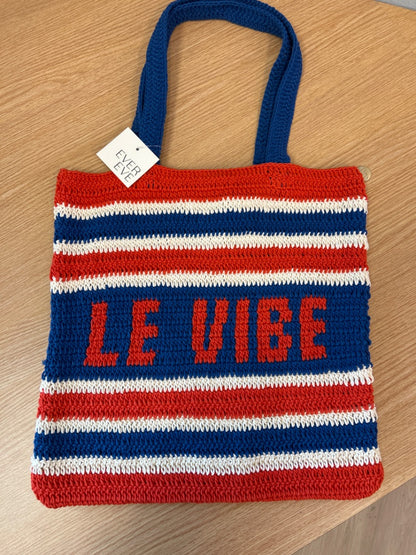 Clare V  Blue/Red NWT Crocet tote