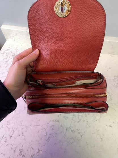 Micheal Kors  Red Leather backpack w/ gold hardware/multiple zips