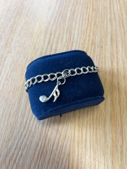 NO BRAND  Sterling silver open chain link w/ "Musical Note" charm Bracelet 925