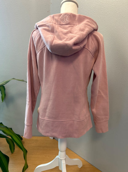 Lululemon 10/L Pink soft thick full zip LS scuba hoodie