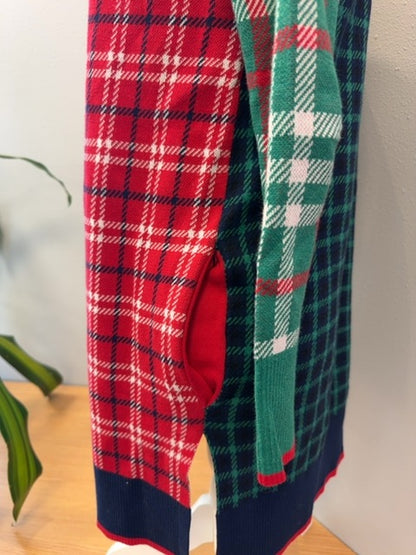 Lands End XS Blue/Green/Red Plaid open front