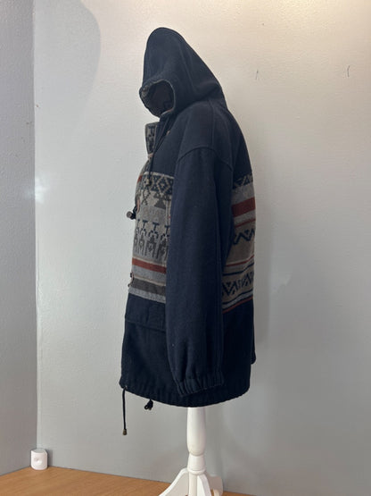 Maggie Lawrence M Black/Green Hooded geo print w/toggles