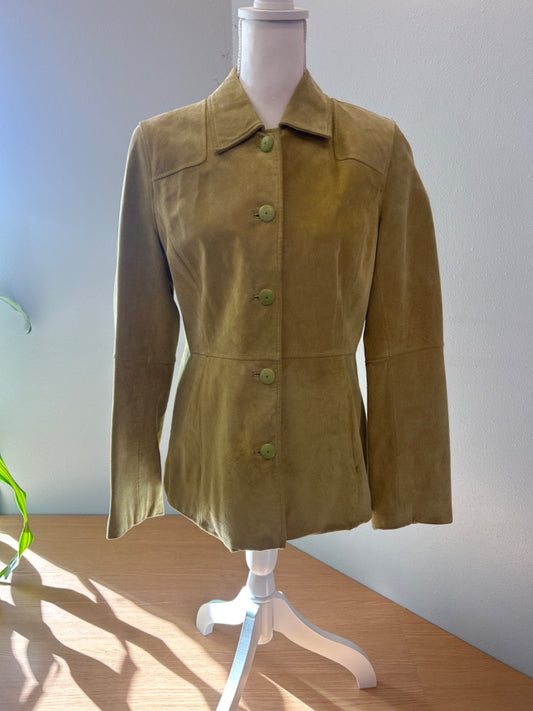 Liz Claiborne L Green LEATHER Suede Bttn frnt