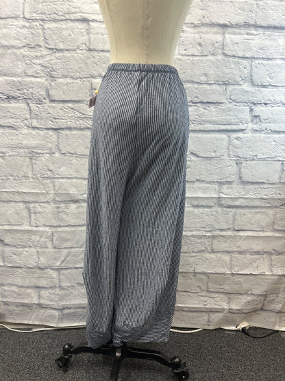 comfy U.S.A. M Blue /WTE striped elastic waist wide leg pants