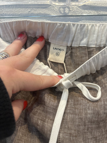 Lintico XXL Brown linen slip on wide leg w/ WTE waistband NWT