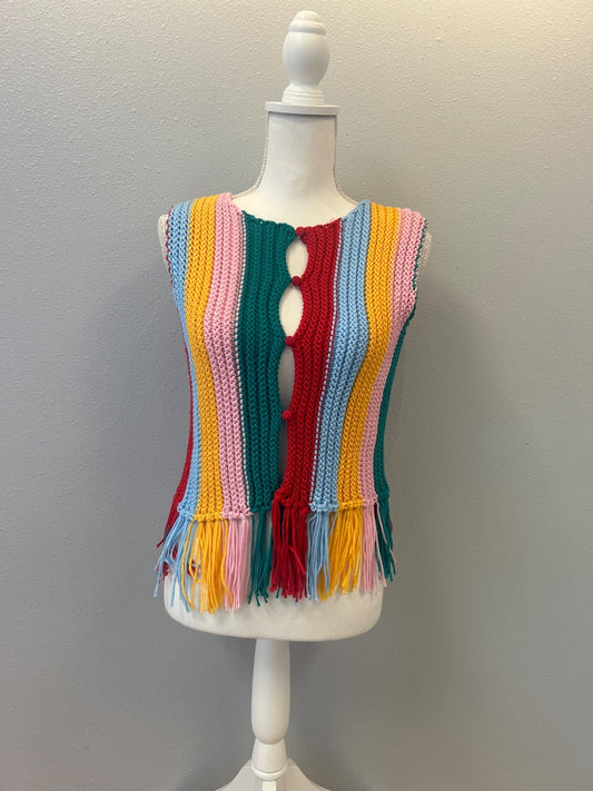 Line and dot S Multi Knit fringe bottom