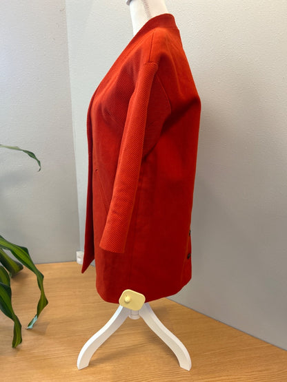 Steven Alan 2 Orange 'Cocoon Tour Coat' 100% cotton twill single button long hem