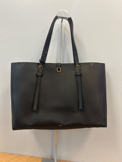 Fossil  Black leather tote bag w/ inside pouch