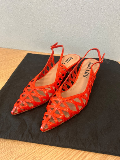 Bibi Lou 8.5 Orange Woven point toe kitten heel