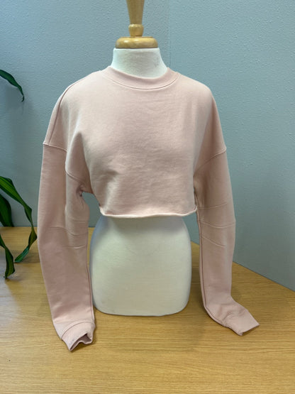 Alo S Pink CROPPED LS crewneck sweatshirt