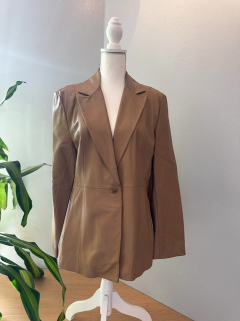 JLC New York L Brown 100% leather LS single button