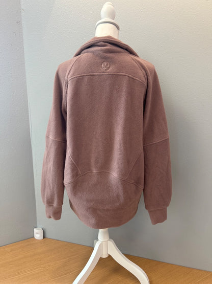 Lululemon XS/S Pink fleece full zip w/ collar/silver zip