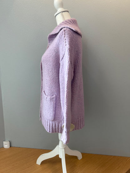 Anthropologie XS Purple NWT Chunky knit w/collar