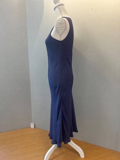 Tommy Bahama S Blue SILK sleeveless maxi w/ back bttn