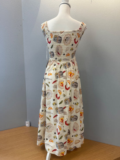 Bailey Rose XS Cream /rainbow food patterned sleevless maxi NWT