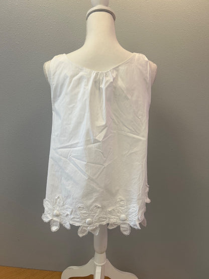 Kate Spade L White Ucut tank w/ floral hem