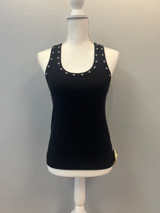 Re/Done M Black ribbed tank w/ silver gromet accents