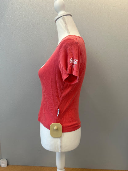 The Laundry Room M Red Ribbed SS ucut w/ coca cola graphic