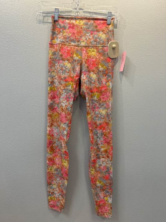 Lululemon 4 Pink floral slip on full leggings