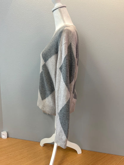 ATM S Grey CASHMERE Argyle Crewneck