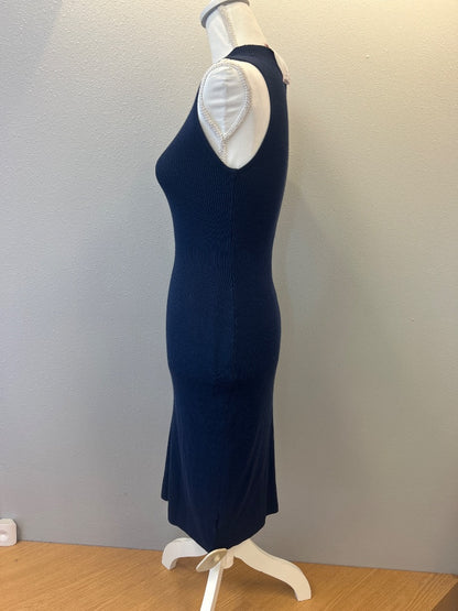 L'Agence S Blue Ribbed hi neck Sleevless