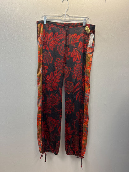 Johnny Was XS Red SILK patterned slip on pant NWT