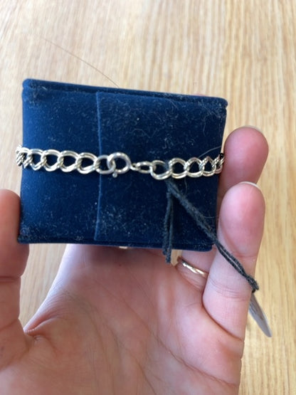 NO BRAND  Sterling silver open chain link w/ "Musical Note" charm Bracelet 925