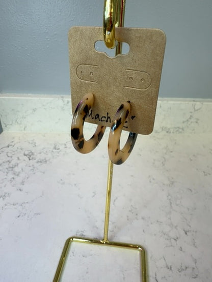 Machete Tortoise Shades of Brown Lucite, Open Hoop Earring Tortoise