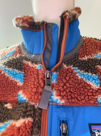 Patagonia S Brown /blue camo sherpa LS full zip