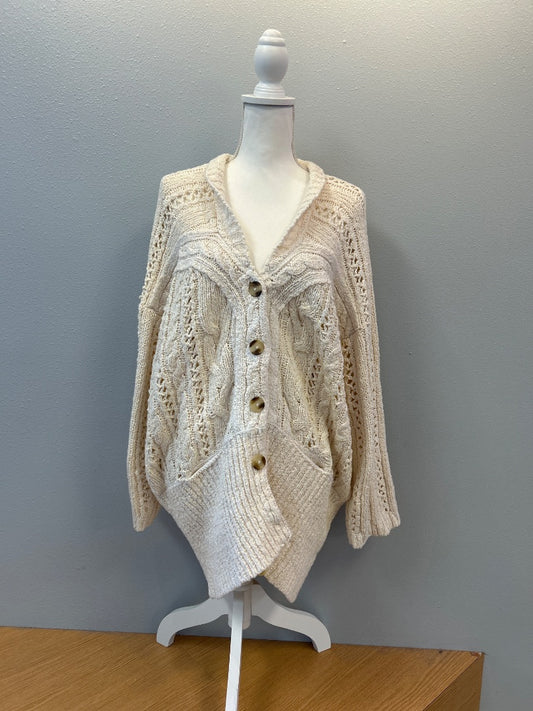 Free People M Cream Open knit cardigan