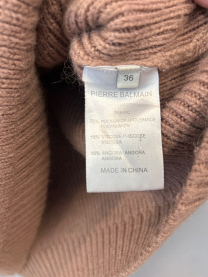 Balmain XS Tan NWT Cropped Cowl neck