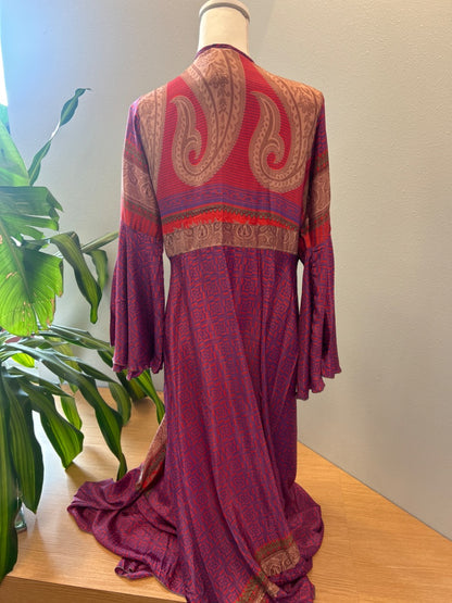 blackfish the Label os Purple /red patterned upcycled SILK robe