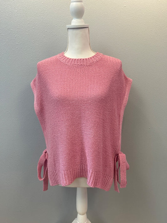 Wishlist M Pink chunky knit VEST w/ tie sides NWT