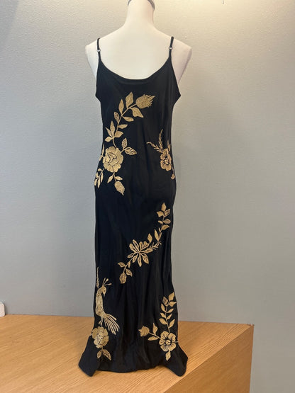 Johnny Was M Black /tan floral sleeveless slinky maxi
