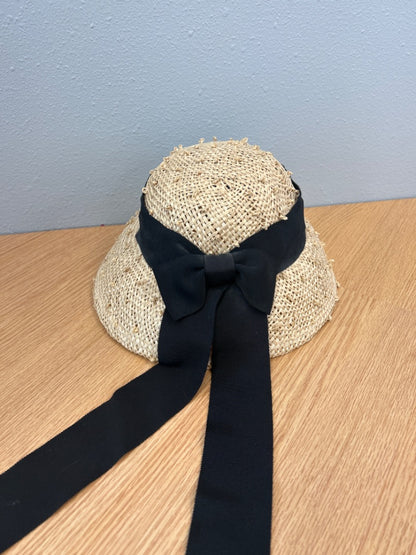 Celina Kane  Tan Straw hat w/black Ribbon