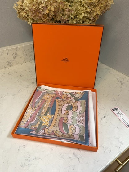 Hermes  Blue/Pink Electrique Silk Gavroche