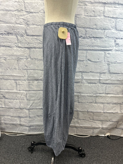 comfy U.S.A. M Blue /WTE striped elastic waist wide leg pants