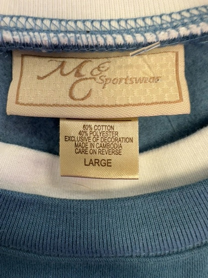 M&C Sportswear L Blue LS crewneck w/ Penguin/"Grandkids light up" graphic