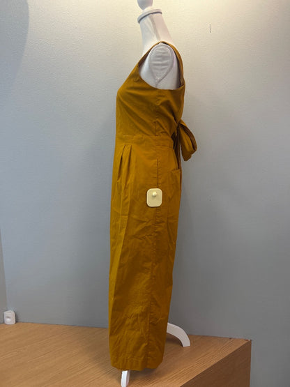 j crew 6 Yellow sleeveless jumpsuit w/ back tie/pleats